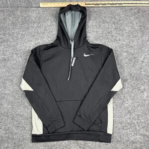 Nike Therma Fit Hoodie Kids Size M Black Gray Athletic Pullover Training